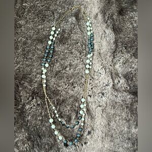 Elegant Gold and Blue Beaded Necklace